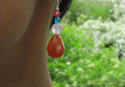 Hand-Beaded Stone & Crystal Earrings